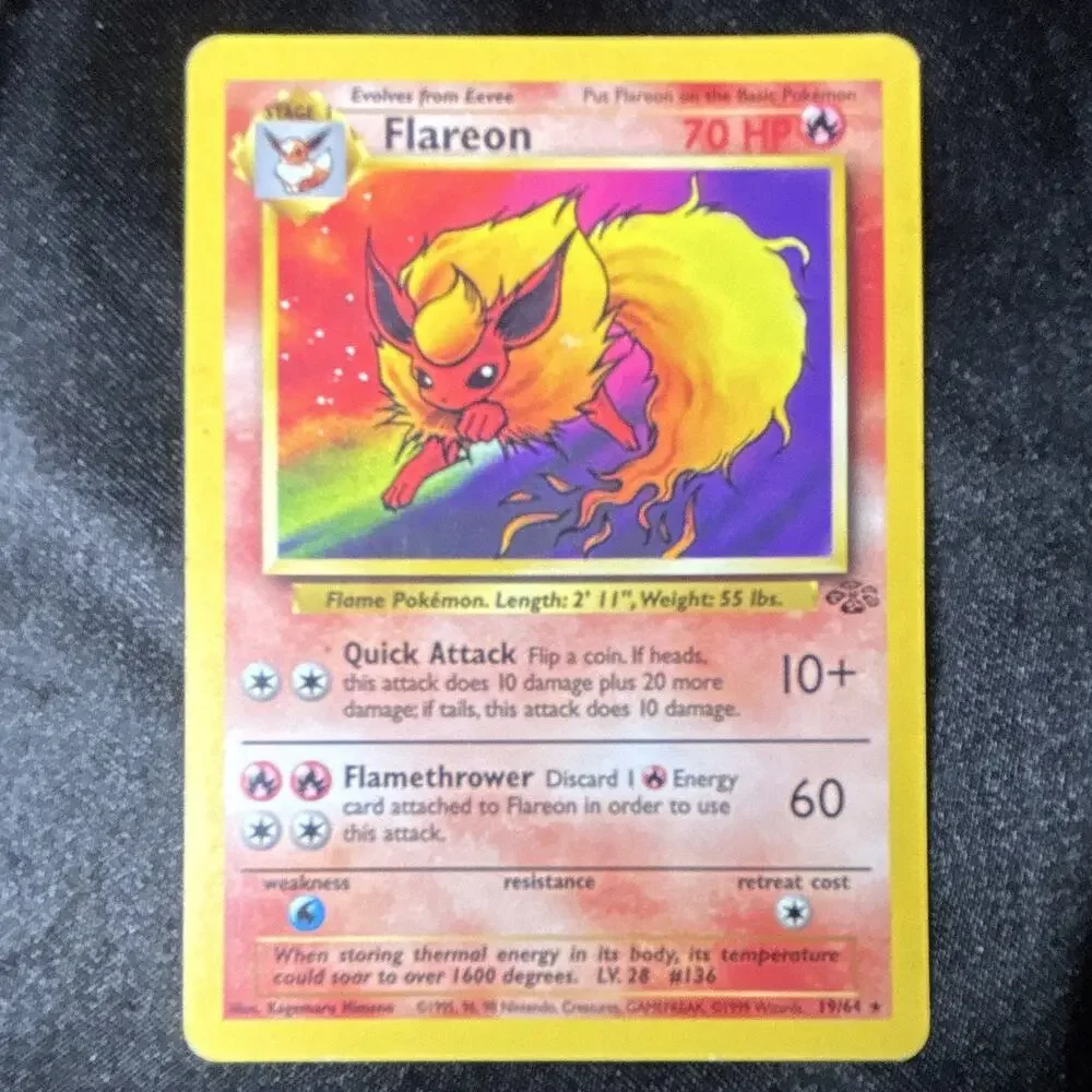 Pokemon TCG Jungle Flareon 19/64 Unlimited 1999 English Regular Nintendo